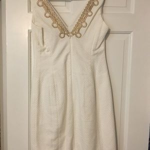 Lily Pulitzer white dress with gold accents